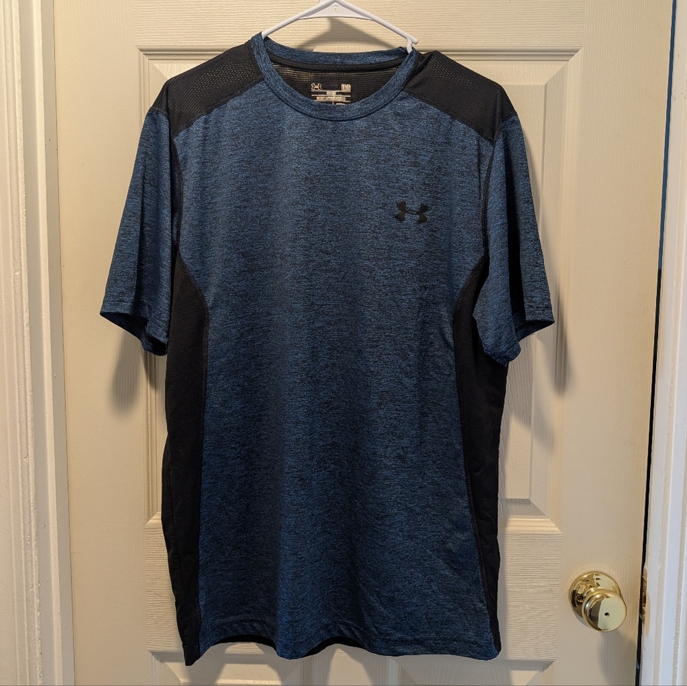 Under Armour Men's Large Heatgear Blue and Black Short Sleeve Tee